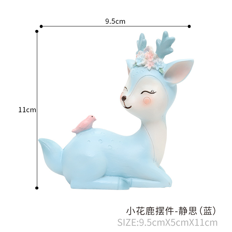Lindo Sika ciervos coche central de control de resina decorativa decoración creativa de dibujos animados elegante pequeña flor ciervos decoración del hogar al por mayor