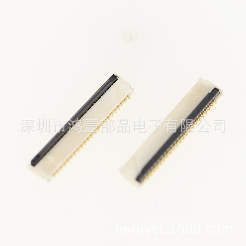 鸿壹厂家0.3MM间距FPC连接器双排45P前插后压镀金FPC连接器母座