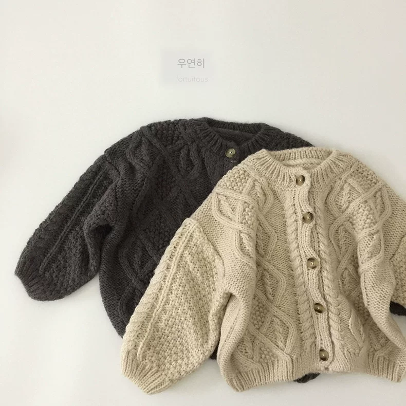 Детский кардиган-поджак с длинным рукавом (MTinyQueen) с вязаным по типу cable-knit, защита от солнца, корейский стиль, 80–130 см