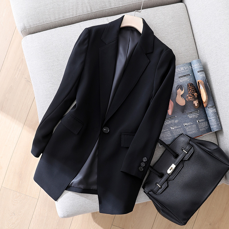 Spot manufacturers wholesale highlight capable black business suit women's long slim small suit business coat