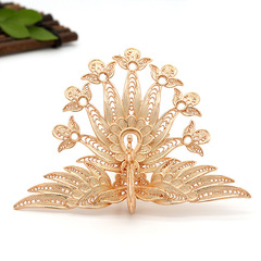 Zongxing Phoenix Hairpin Cast Copper Retro Peacock Hairpin Hairpin Ancient Style Engraved Hairpiece DIY Headwear Accessory