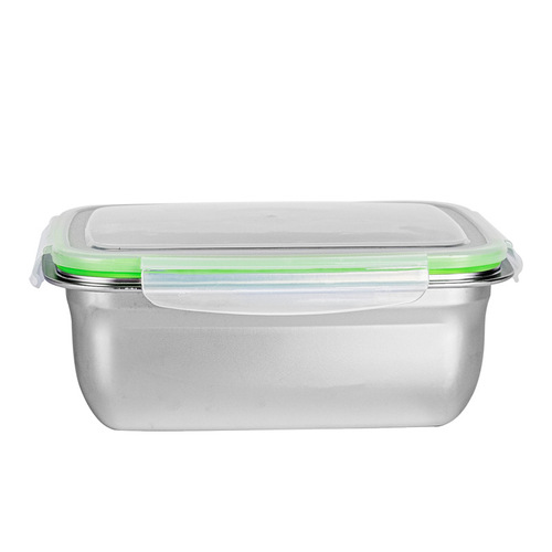 304 Food-Grade Stainless Steel Household Preservation Box Square with Lid Silicone Sealed Rice Box Fruit Meal Box Lunch Box