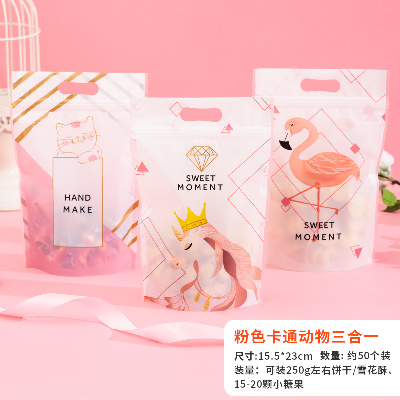 Bolsa de cremallera autosellante transparente galleta pastel de Luna turrón copo de nieve de dibujos animados bolsa crujiente Cookie Candy bolsa de embalaje 50