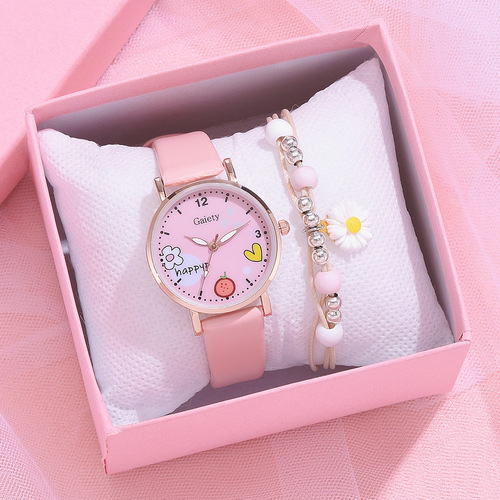 gaiety new ladies is style pu strap watch bracelet combination set student girl gift factory wholesale