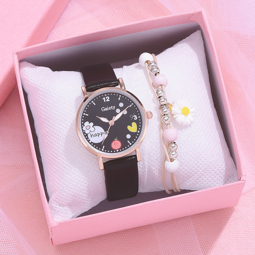gaiety new ladies is style pu strap watch bracelet combination set student girl gift factory wholesale