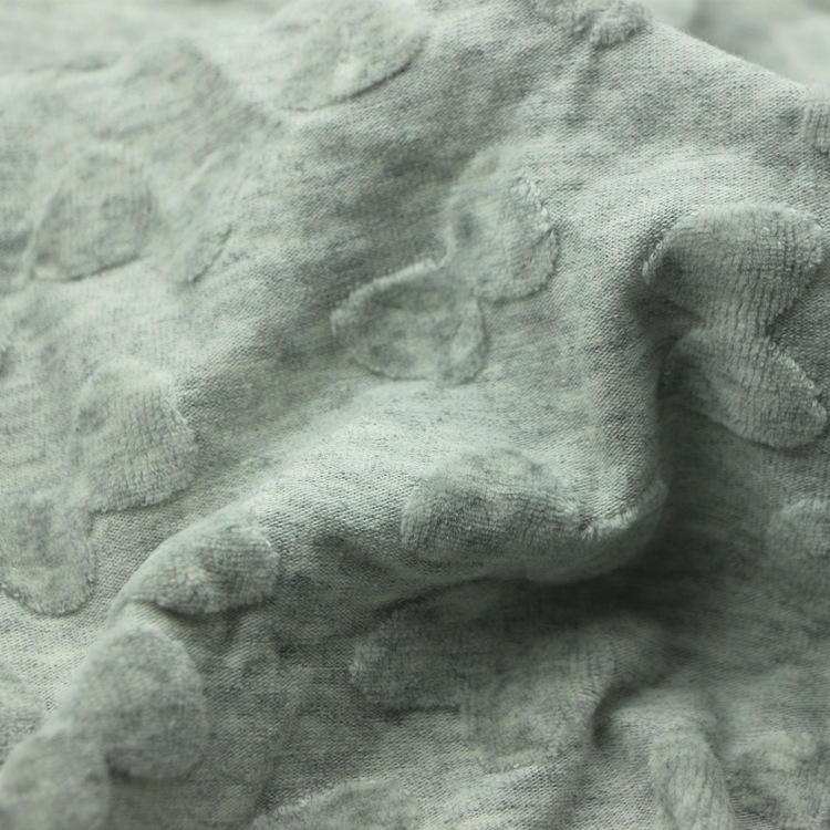 提花天鹅绒面料针织纬编棉涤染色高低毛圈剪绒布提花CVC天鹅绒布