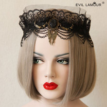 万圣节哥特新娘摄影蕾丝女发饰品翅膀宝石额带头饰皇冠头带 FD-65