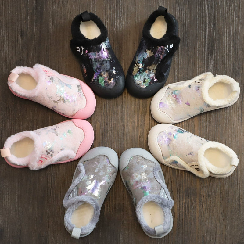 Детские тапочки 2025: новые зимние домашние тапочки для девочек и мальчиков, хлопковые, на каблуке, с нескользящей мягкой подошвой