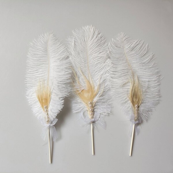 Feather cake decoration new ins ostrich pearl feather baking cake…