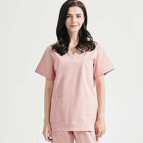 Polyester-cotton surgical gowns for men and women, polyester-cotton summer Korean style hand-washing gowns, short-sleeved, thin, separate nurse doctor uniforms