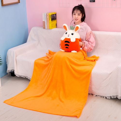 Cartoon fruit plush toy pillow quilt hand warmer three-in-one children's air conditioning blanket company event gift logo