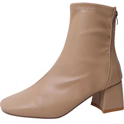 Martin boots women's British style 2024 spring and autumn new square toe thick heels internet celebrity high heels women's boots Chelsea short boots