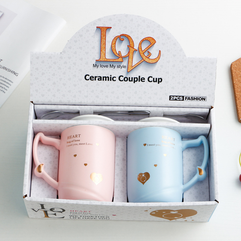 Taza de cerámica creativa 520 pareja taza 1314 agua práctica regalo la joyería empresa impreso logo