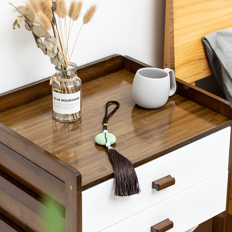 Mesita de noche dormitorio simple gabinete de noche extraíble simple moderno blanco hogar de doble capa gabinete de almacenamiento de Bambú
