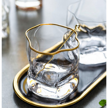 创意ins风网红日式扭纹杯家用玻璃杯金边扭扭杯礼品杯批发