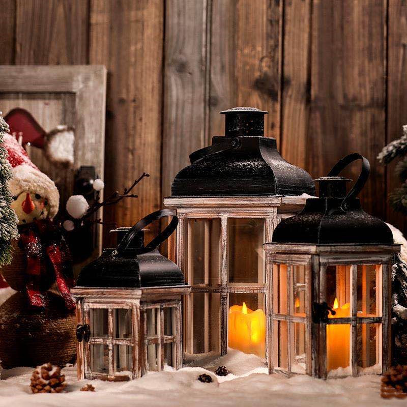 Candelabro retro americano linterna portátil linterna de caballo a prueba de viento lámpara de viento de hierro forjado candelabro de aromaterapia lámpara de mantequilla decoración del hogar