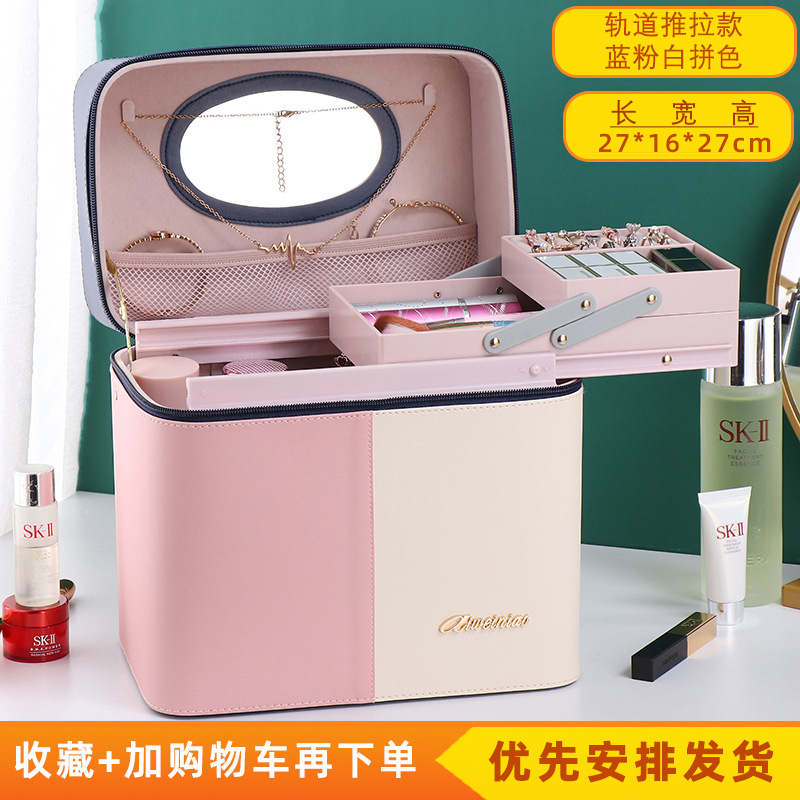 2023 nuevo color a juego bolsa de cosméticos portátil de gran capacidad para mujeres a prueba de polvo multi-funcional caja de almacenamiento de uñas profesional al por mayor image 12