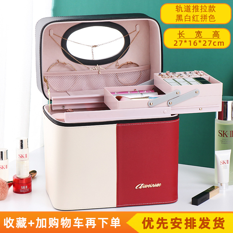 2023 nuevo color a juego bolsa de cosméticos portátil de gran capacidad para mujeres a prueba de polvo multi-funcional caja de almacenamiento de uñas profesional al por mayor image 11