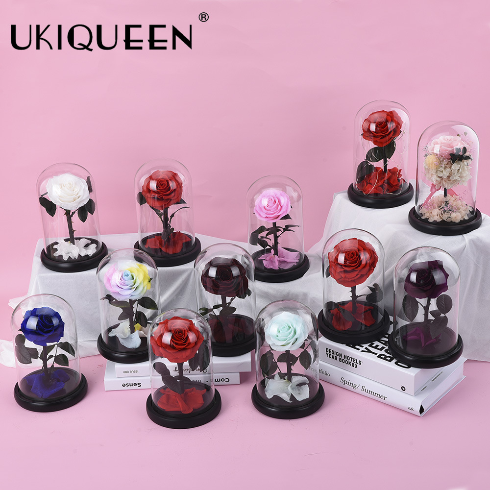 Yunnan precio al por mayor regalo creativo transfronterizo Día de San Valentín Navidad Pequeño Príncipe flor eterna Rosa cubierta de vidrio