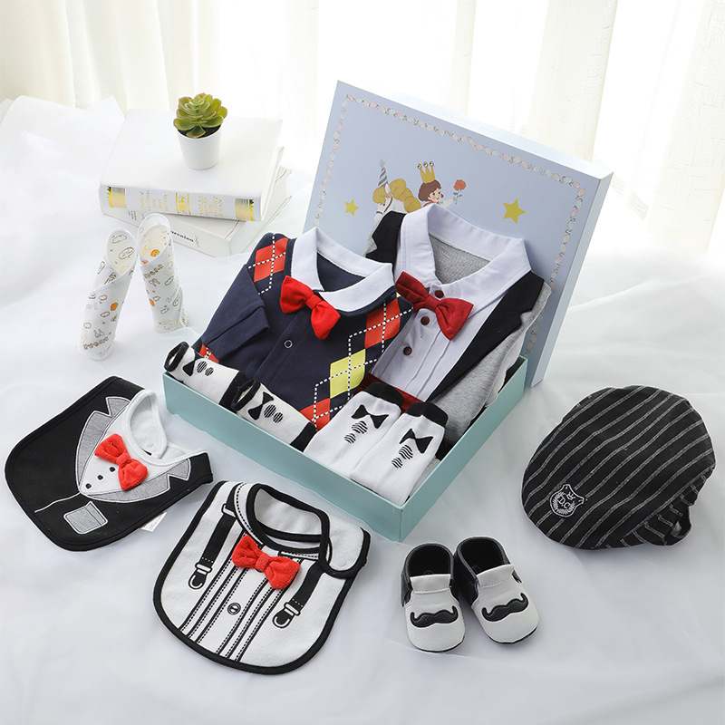 Newborn baby boy gift box clothing winter style 100-day gift box set thickened full moon romper dress baby bodysuit