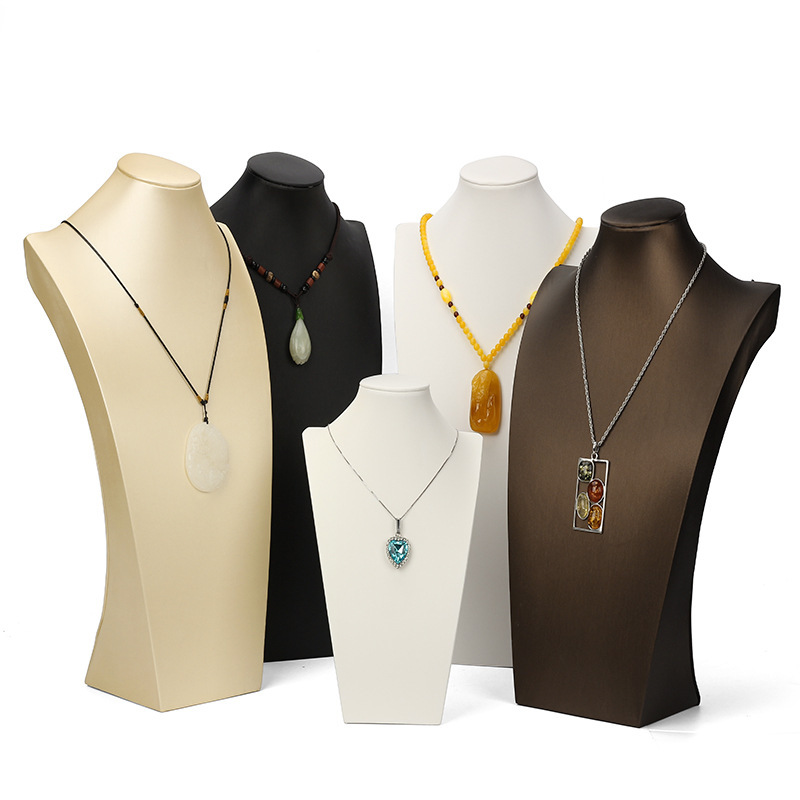 High-End Mannequin Neck Model Jewelry Display Props Pu Brushed Necklace Stand Jewelry Pendant Display Stand
