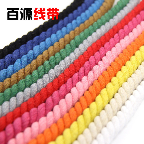 Wholesale colorful cotton thread for 1.5-30mm three-strand cotton ropes, used for zongzi tying and tags, white and black thick cotton ropes