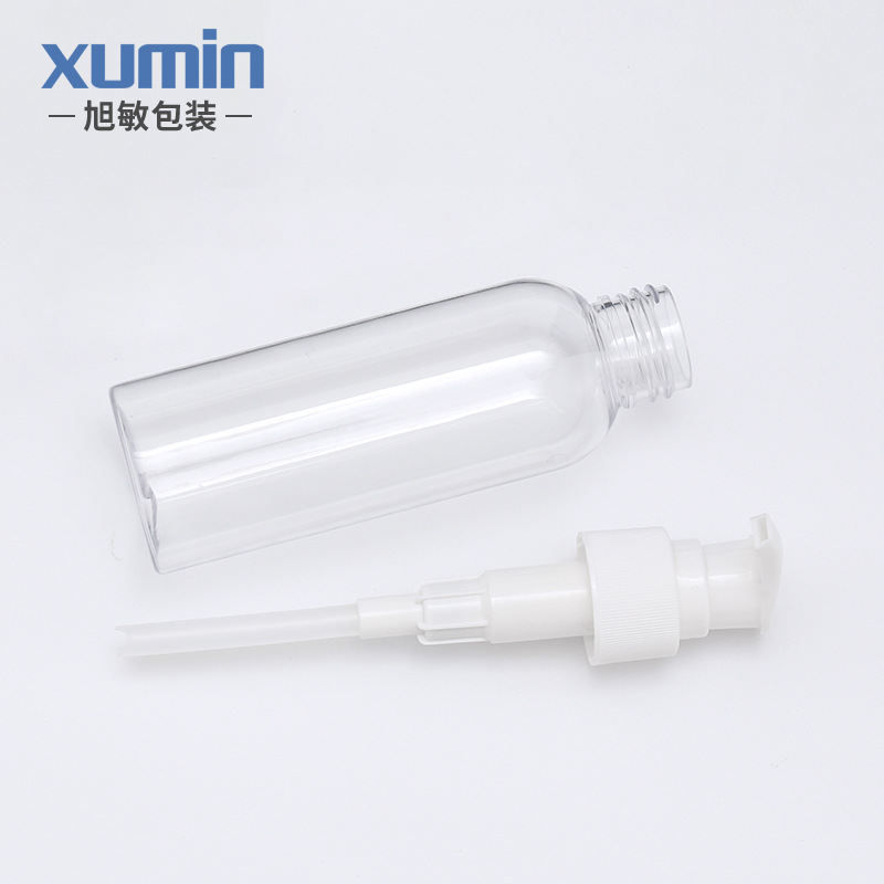 Xumin embalaje cosmético sub-botella 100mL botella de bomba de presión de rayas blancas botella de loción de plástico de 200ml en stock