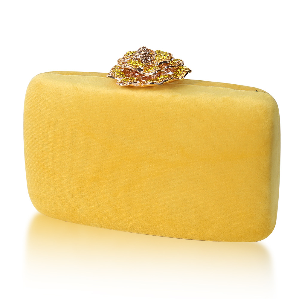 Bolsos de Noche Europeos y Americanos de Alta Gama con Incrustaciones de Diamantes, Bolsos de Mano Elegantes de Terciopelo para Mujer, Fabricante de Bolsos de Fiesta con Cadena