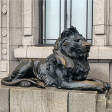 大型不锈钢现代狮子雕塑铸铜创意玻璃钢仿铜汇丰银行门口摆件厂家