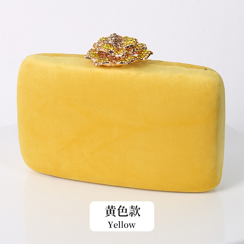 Bolsos de Noche Europeos y Americanos de Alta Gama con Incrustaciones de Diamantes, Bolsos de Mano Elegantes de Terciopelo para Mujer, Fabricante de Bolsos de Fiesta con Cadena