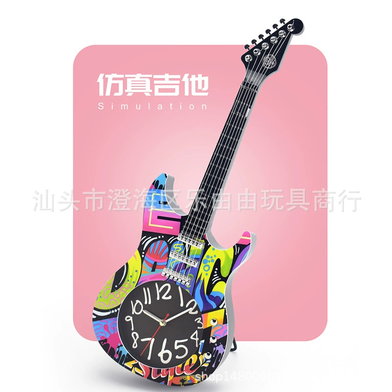 Развертки секунд немой Моделирование Гитара настенные часы гостиная спальня студенческое общежитие