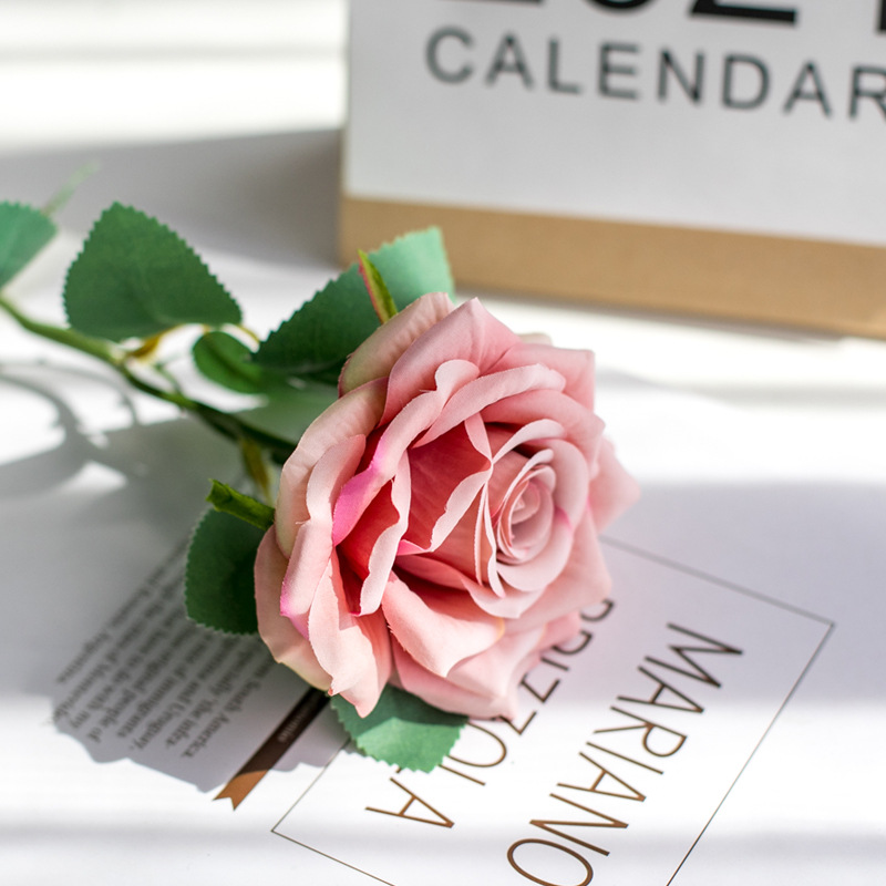 Nordic ins simulato rosa singolo fiore di seta fiore artificiale decorazione matrimonio bouquet regalo di San Valentino fiore simulato_voghion.com