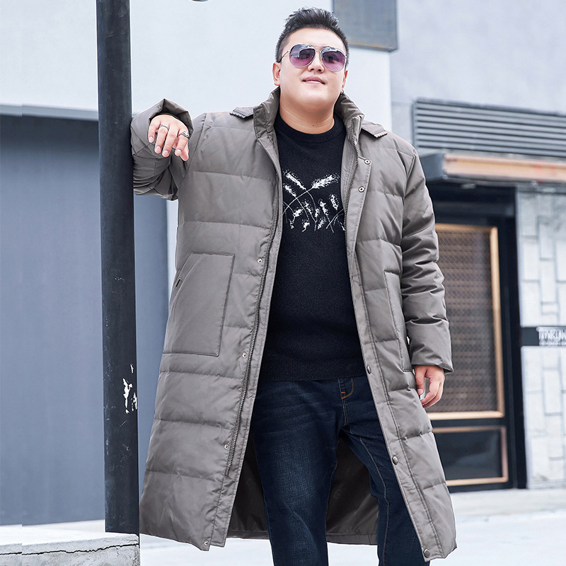 Daunenjacke für Herren in Übergröße, lang, knielang, Wintermantel für Übergrößen (300 Catties)_voghion.com