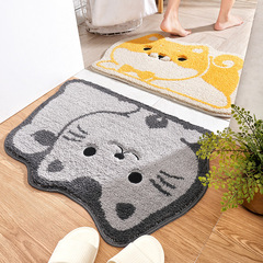 New cartoon style bathroom door mat, household flocking thickened bathroom absorbent foot mat, bedroom door mat