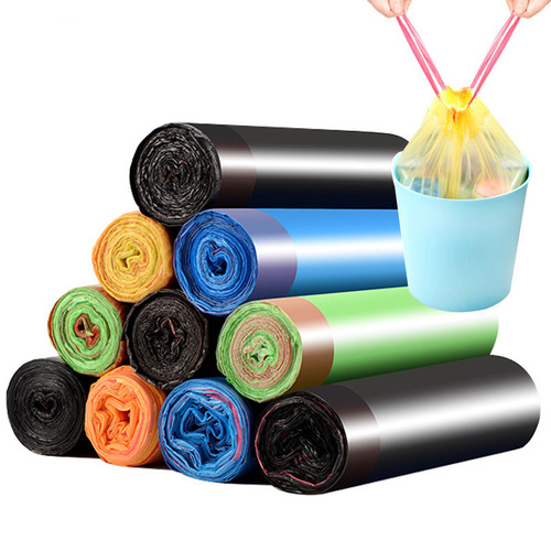 Drawstring garbage bag, colorful point-break portable garbage bag, automatic closing, thickening, kitchen string plastic bag wholesale