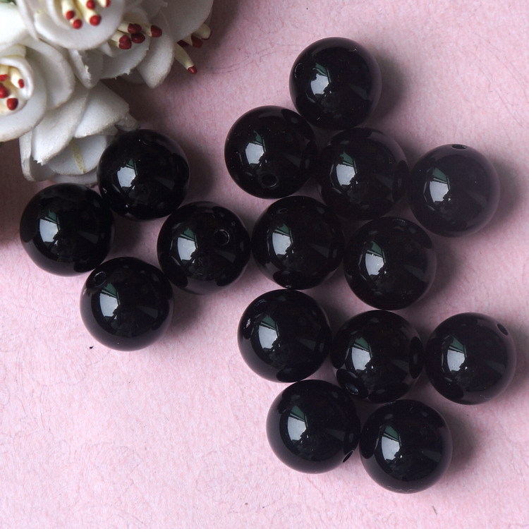 Black acrylic round beads
