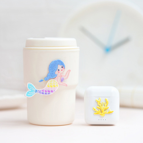 Coral Mermaid Dolphin Shell Embroidery Sticker Switch Sticker Mobile Phone Case Tablet Decoration DIY Clothes Wholesale