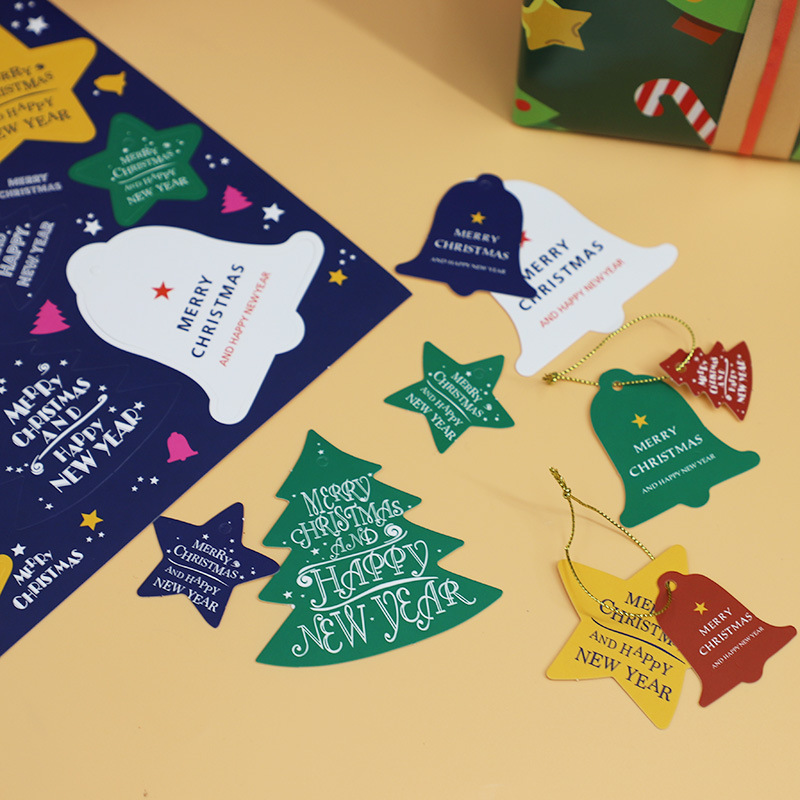 Tarjeta de decoración de árbol de Navidad regalo caja de regalo decoración etiqueta MerryChirstma Tarjeta de mensaje de bendición de vacaciones