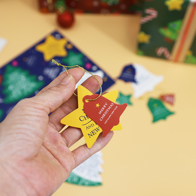 Tarjeta de decoración de árbol de Navidad regalo caja de regalo decoración etiqueta MerryChirstma Tarjeta de mensaje de bendición de vacaciones