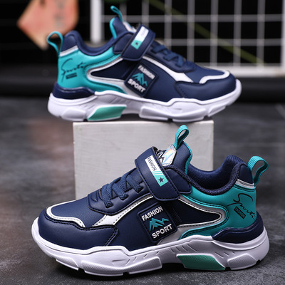 Spring and autumn season new pattern Boy White shoes Leather waterproof children gym shoes The little boy soft sole non-slip student Sports shoes