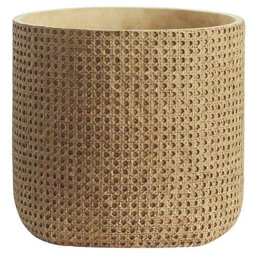 Nordic cement flower pot living room floor-standing large simple indoor potted plant creative personality imitation woven bamboo pot pot