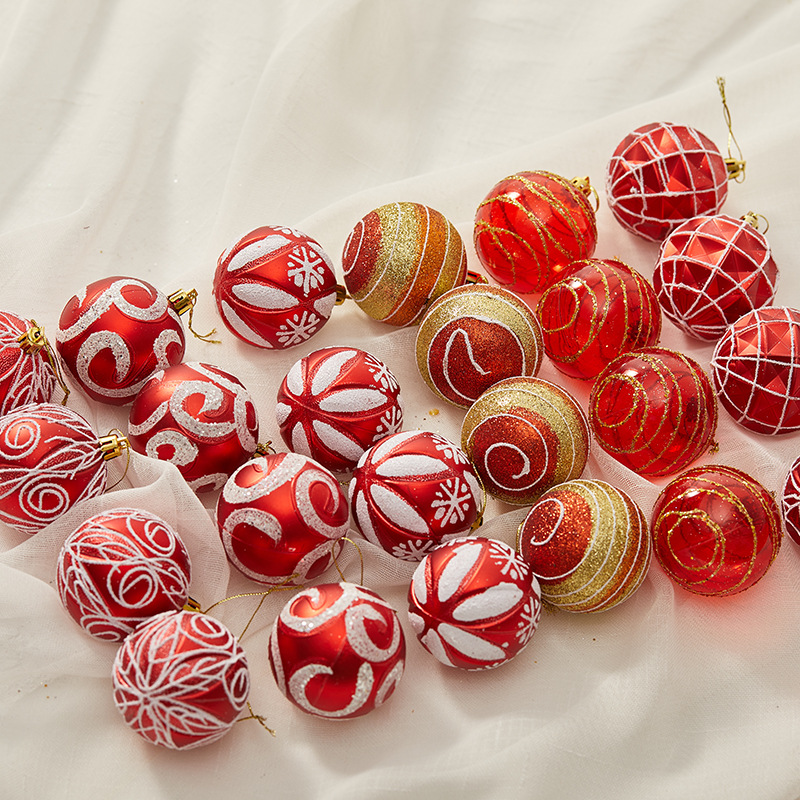 Bolas de Navidad pintadas de 8cm Bolas de Navidad pintadas a mano Bolas de galvanoplastia Decoraciones de Navidad Hotel Centro Comercial Techo Decoración