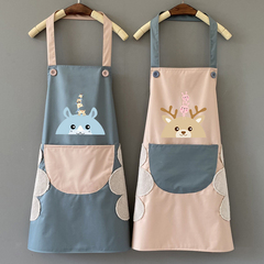 Home Kitchen Apron Cooking Apron Washable Handkerchief Polyester Waterproof Oilproof Cute Deer Strap Apron Wholesale