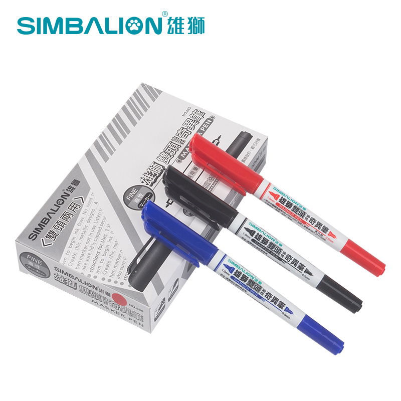 Pluma Lion Hook 685 pequeña pluma exótica aceitosa de doble cabeza pintura infantil negro pintado a mano marcador de color pluma fina