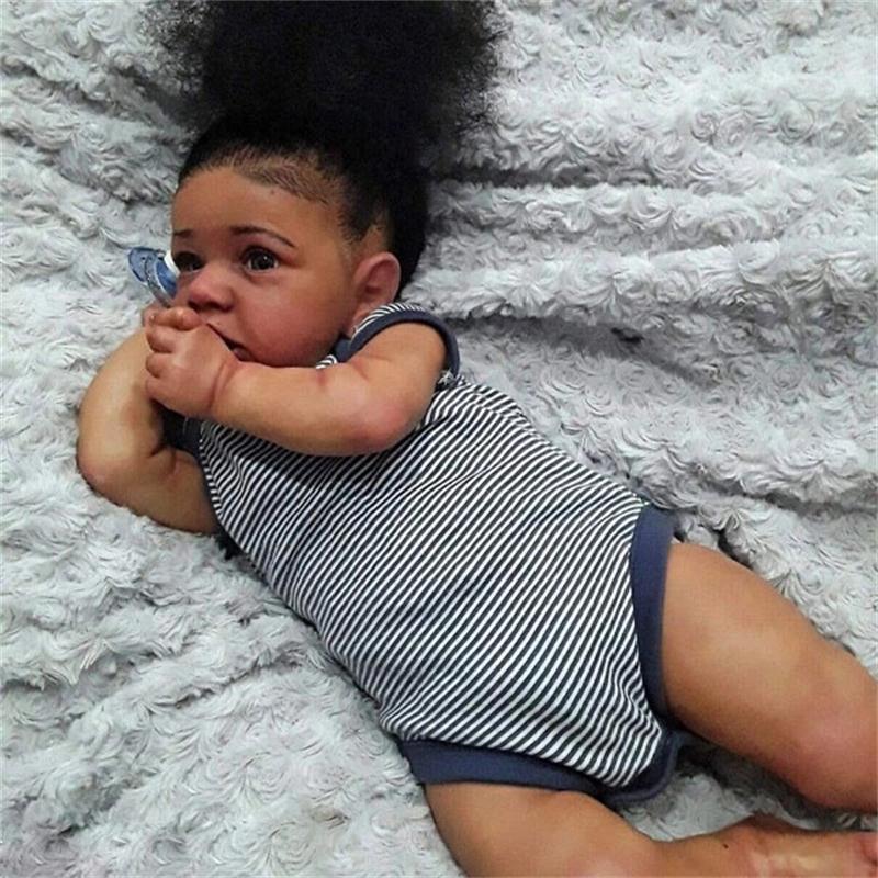 Reborn African American baby girl Saskia simulación bebé reborn Doll