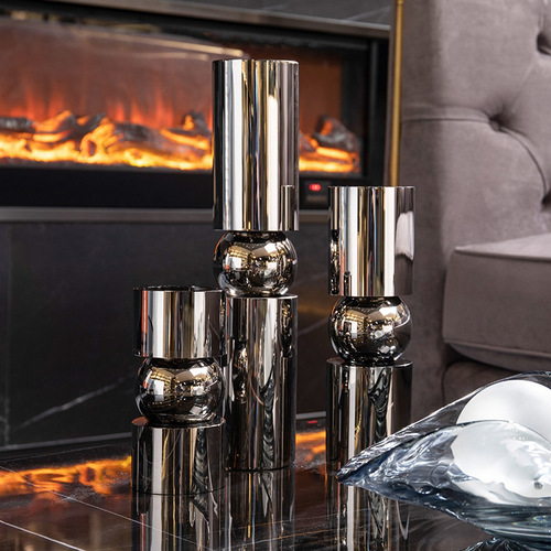 Modern Minimalist Nordic Light Luxury Crystal Candlestick Craftwork Sample Room Decor Piece Restaurant Entrance Decoration Piece