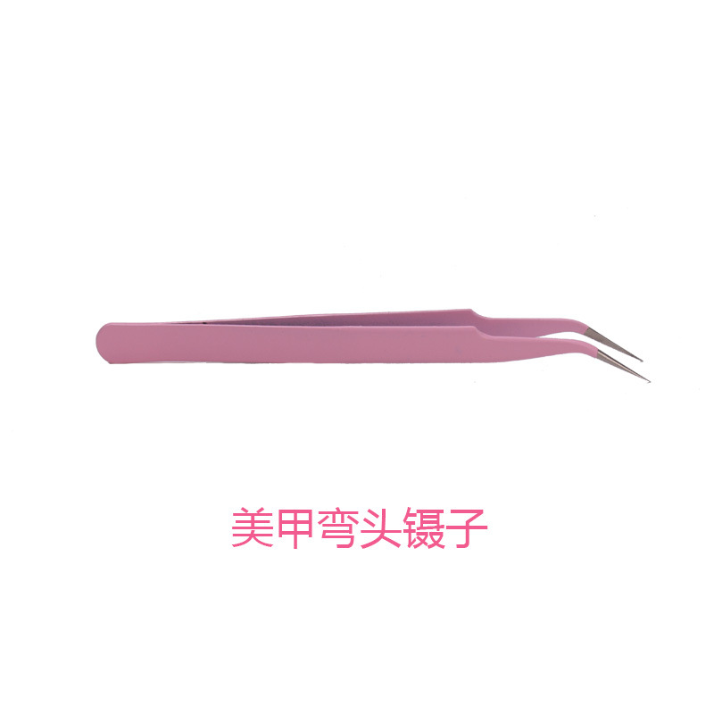Herramientas de manicuras transfronterizas para manicuras codo rosa pinzas rectas inseridas perforación clips accesorios herramientas tarjeta de succión