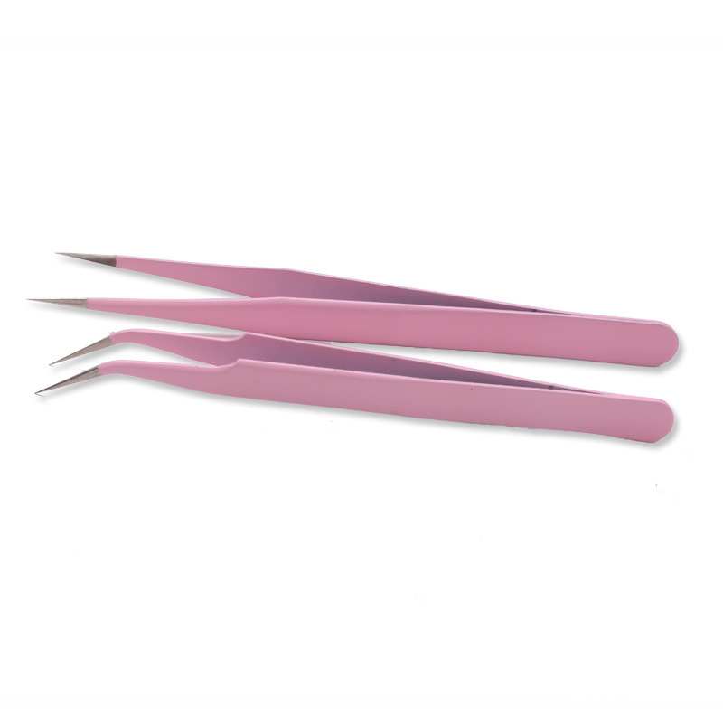 Herramientas de manicuras transfronterizas para manicuras codo rosa pinzas rectas inseridas perforación clips accesorios herramientas tarjeta de succión