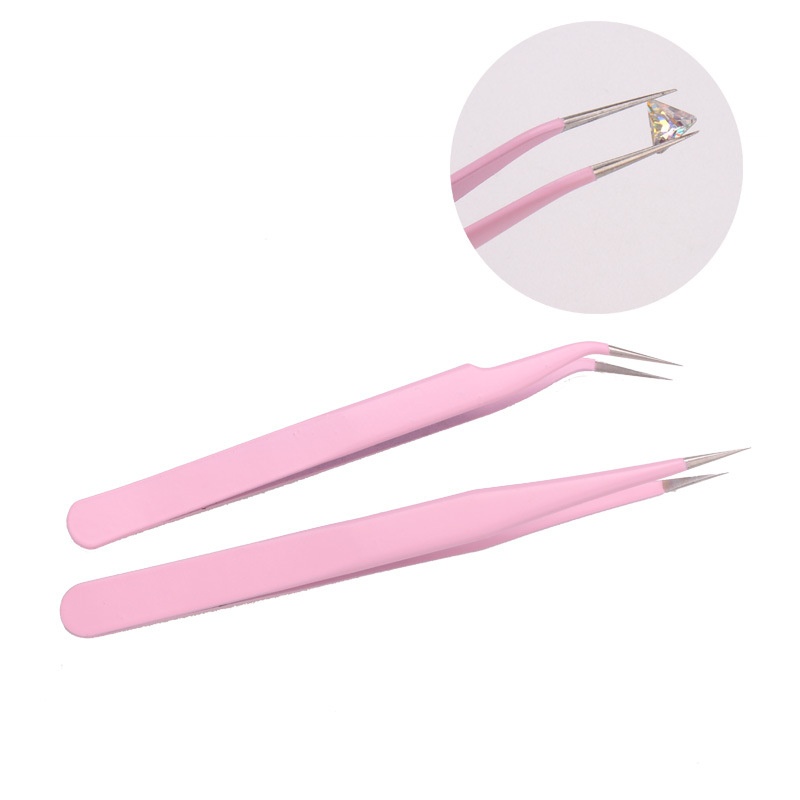 Herramientas de manicuras transfronterizas para manicuras codo rosa pinzas rectas inseridas perforación clips accesorios herramientas tarjeta de succión