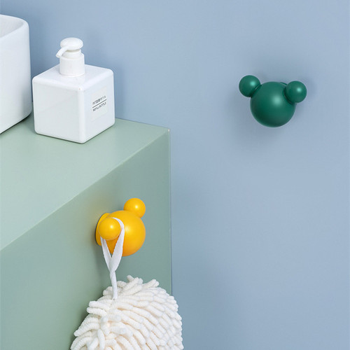 Self-designed creative bear invisible hook, adhesive hook without drilling, wall bathroom hook, key hook